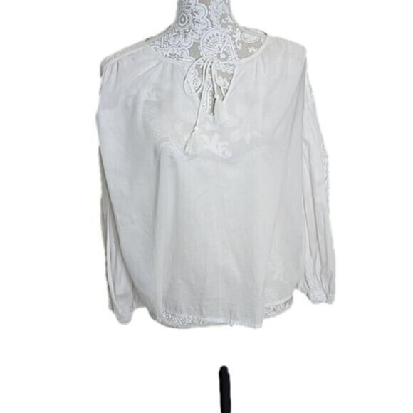 Levi's Tops - Levi's Top Poet White Lacey 3/4 Puff Sleeve Boho Women's Small
